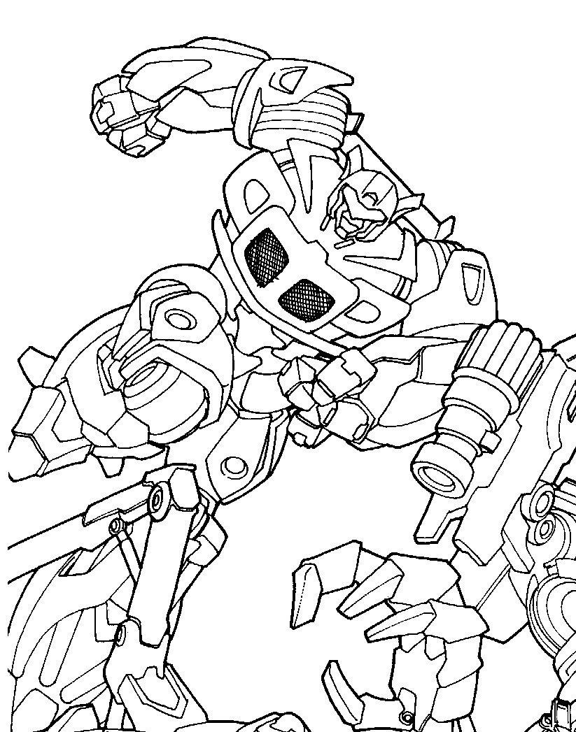 coloriage transformers en plein combat